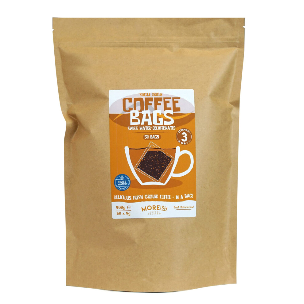 Moreish Decaf Coffee Bags Swiss Water Decaffeinated 50 Coffee Bags