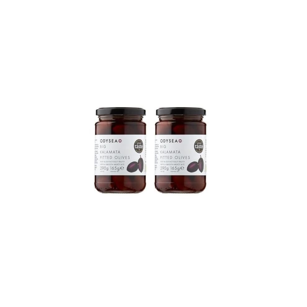 Odysea Big Kalamata Pitted Olives Glass Jar 290 G Pack Of 2