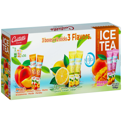 Castello since 1907 Iced Tea Ice Tea Zero  Instant Sachets  3Pack Peach Lem