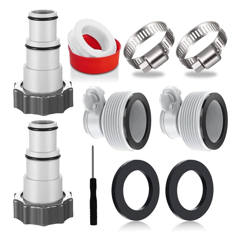 Threaded Hose Adapter For Pool Set, Replacement, 1.5 To 1.25 Inch Hose, Clamp Connection, Compatible With Pool Hoses 9187378452318