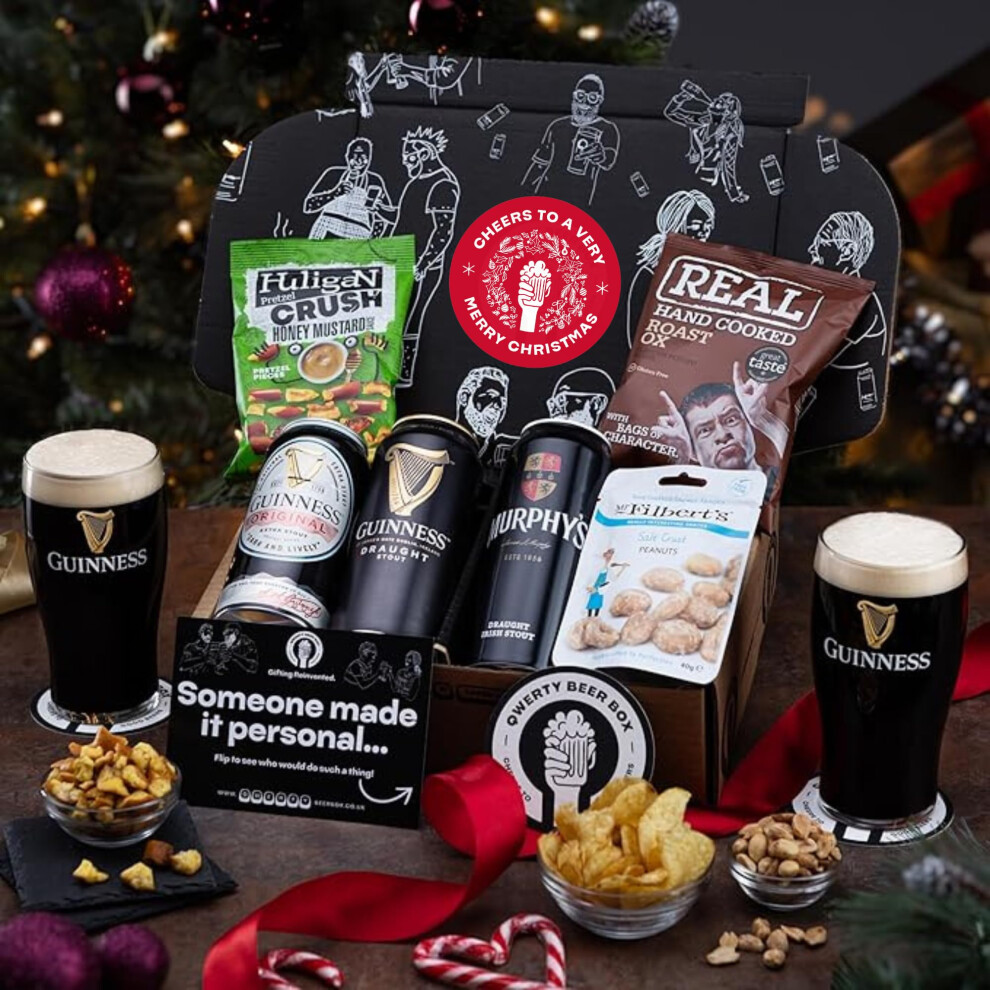 Qwerty Beer Box Guinness Irish Stout Snack Hamper With Official Guinness Glass Christmas B