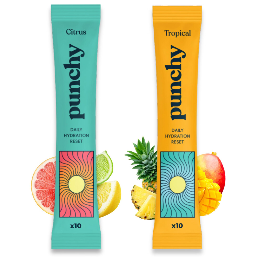 Punchy 20 Pack Electrolytes Sachets Fast Absorbing Hydration Sachets Rehydration