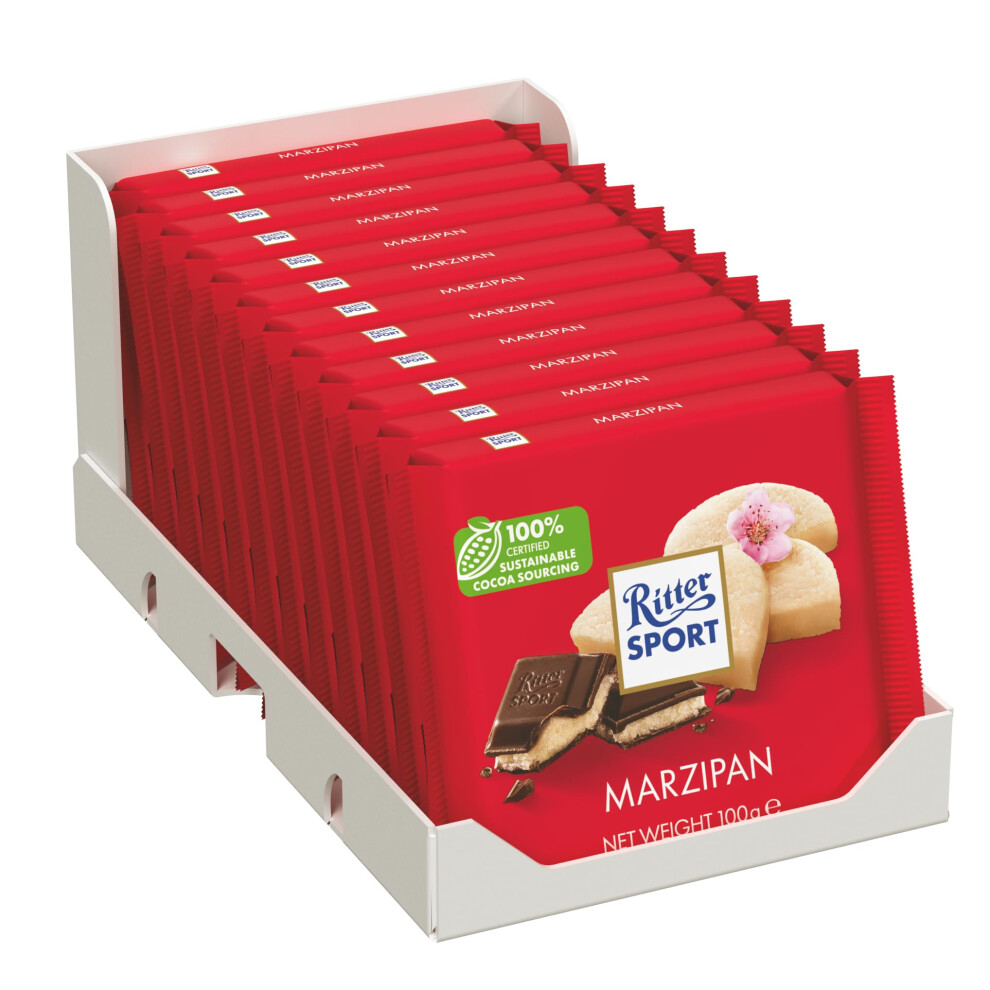Ritter Sport Chocolate With Marzipan 100G Pack Of 12 Dark