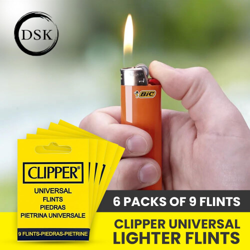 54 x Clipper Universal Lighter Flints  Reusable Lighter Flint Refill  6 Pac 1