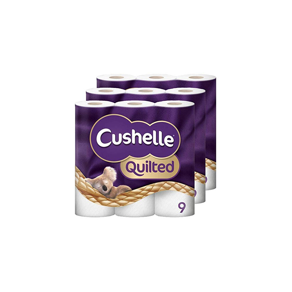 Cushelle Quilted 9 Roll Toilet Roll Tissue Paper 3 Packs 27 Rolls