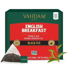VAHDAM English Breakfast Black Tea Bags 100 Count High Caffeine  Strong Rob