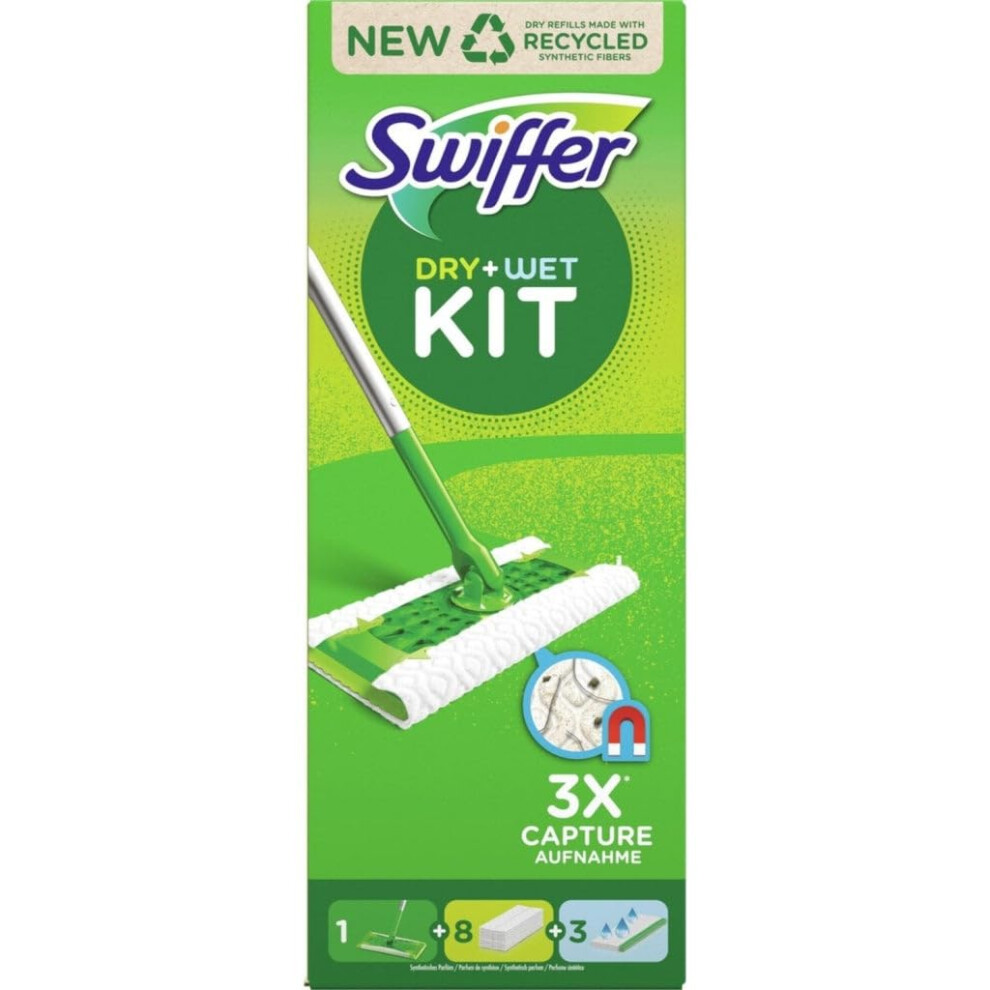 Swiffer Starter Kit For Cleaning Floors With 1 Mop 8 Refills For Dry And 3