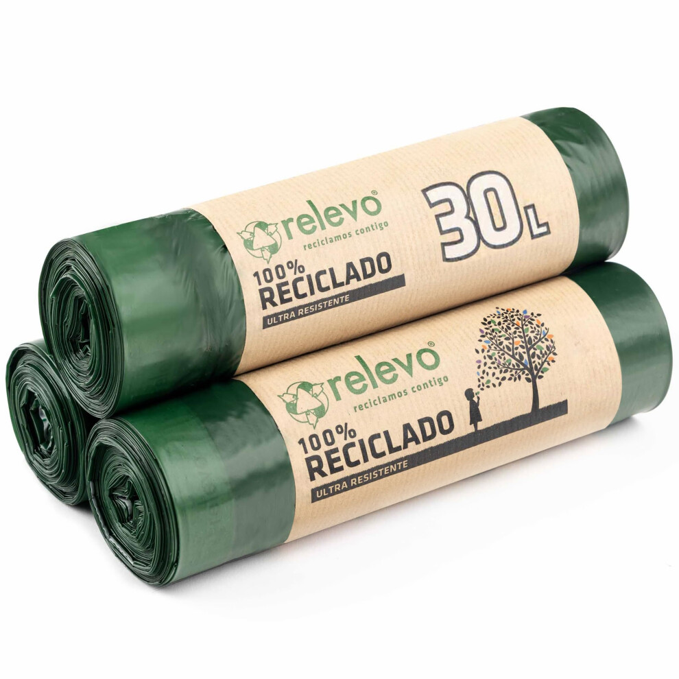 Relevo Green Drawstring Bin Bags 30L Width 55 Cm X Height 60 Cm 45 Bags 3