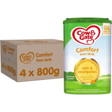 Cow & Gate Comfort Baby Milk Powder Formula, from Birth, 800 g (Pack of 4)