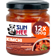 Sun Hee Kimchi 12 x 190g Spicy Fermented Cabbage with Radish Onion Garlic a
