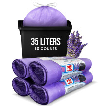 Lavender Scented Bin Bags 30L35L 60 Counts Very Strong with Drawstring Swin