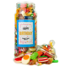 Happy Birthday Pick n Mix Sweet Jar Classic Retro Pick and Mix Jar 24cm x 9