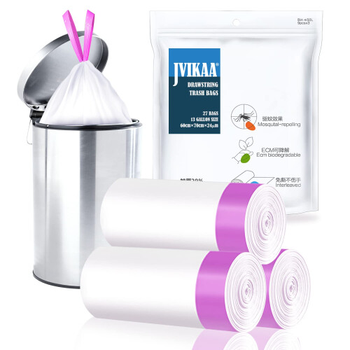 JVIKAA 50L Heavy Duty Rubbish Bags with Drawstring  Biodegradable Scented