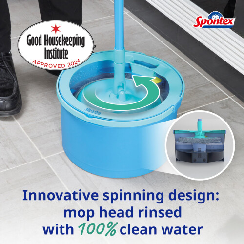 Spontex Aqua Revolution System Xtra Floor Mop and Bucket Set with Free Refi 1