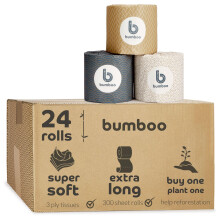 Bumboo Toilet Roll 24 Pack Wrapped Toilet Paper 3 ply 300 Sheets Made fro