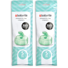 Brabantia 419683 Food Waste Caddy Compostable Bin Liners 6 L x10 Code S Gre