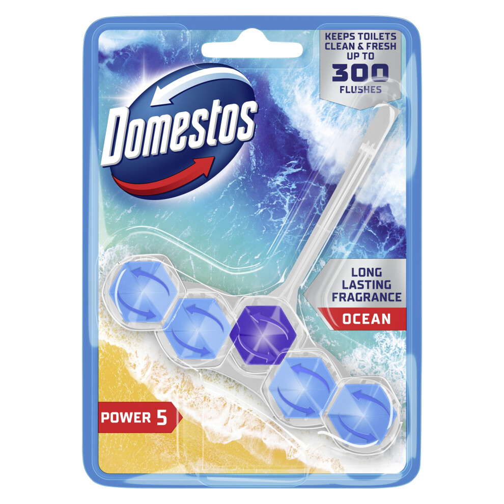 Domestos Power 5 Ocean Toilet Rim Block Toilet Freshener With A Longlasting