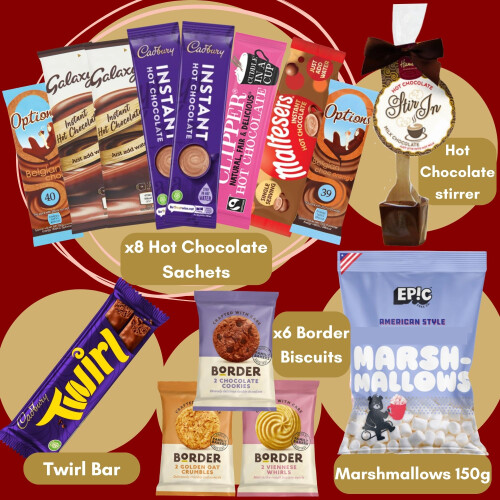 Hot Chocolate Gift Set Bundle With x8 Hot Chocolate Sachets Mini Marshmallo 1