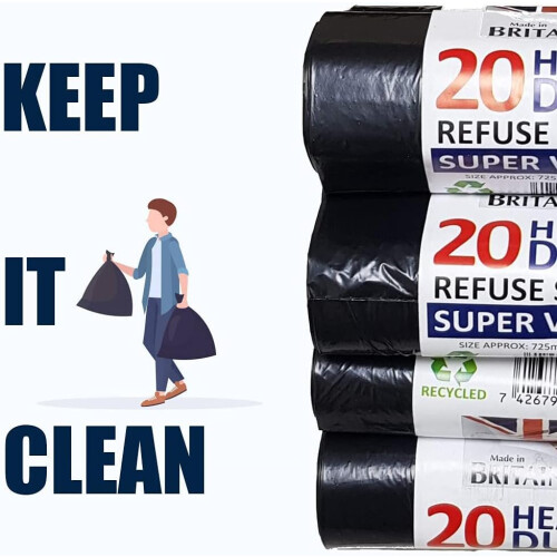 400 Medium Duty Black Refuse Sacks Rubbish Bags Bin Liners Large 2