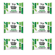 The Cheeky Panda Antibacterial Wipes | Bulk Pack of 6 x 90 Cheeky Surface Wipes (540 Total) | Perfect for Kitchen and Surface Cleaning