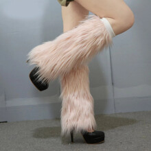 (02#beige 40cm) Leg Warmers Winter Womens Boot Covers Furry Warm Faux Fur Fluffies Soft Supplies