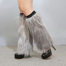 (02#grey 30cm) Leg Warmers Winter Womens Boot Covers Furry Warm Faux Fur Fluffies Soft Supplies
