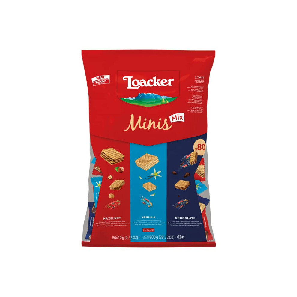 Loacker Minis Crispy Waffers Hazelnut Vanilla Biscuits 800G Chocolate 1 Cou