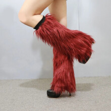 (02#red 25cm) Leg Warmers Winter Womens Boot Covers Furry Warm Faux Fur Fluffies Soft Supplies