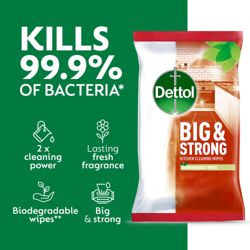 Dettol Dettol Antibacterial Biodegradable Kitchen  Bathroom Cleaning Wipes 150 Cou 1
