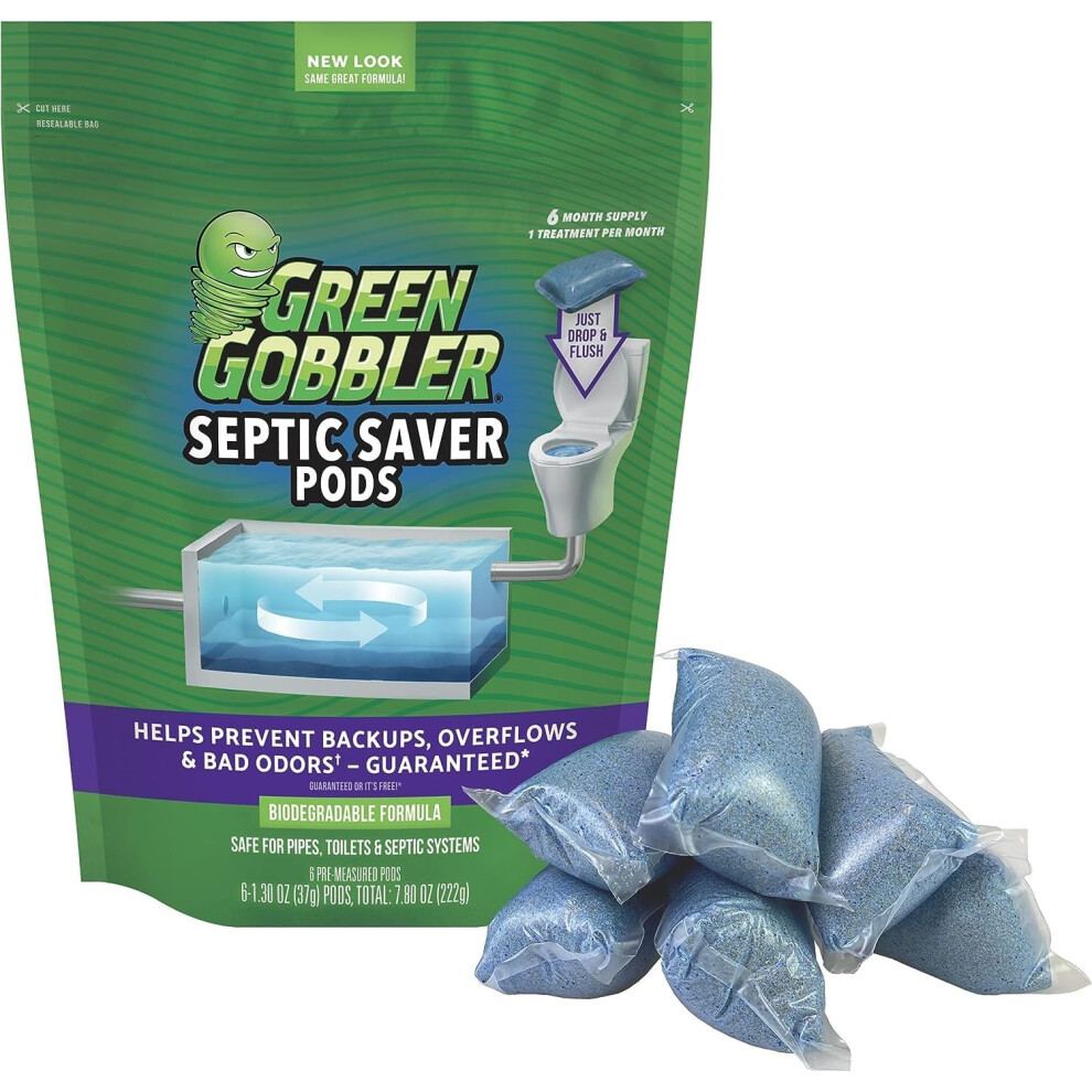 Gobbler Septic Saver Pods Sewage Septic Tank Cleaner Bacteria Enzy Green