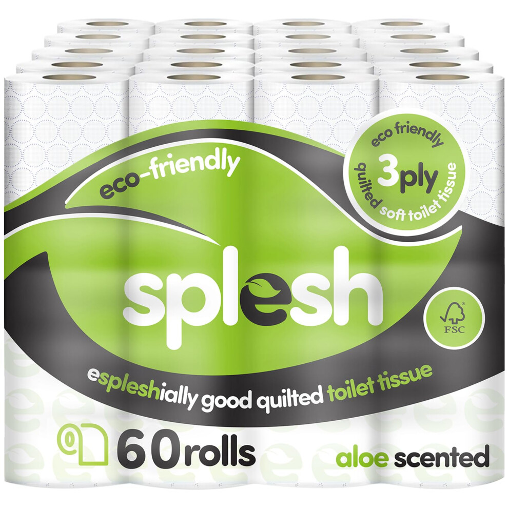 Cusheen Splesh By 3Ply Toilet Roll Aloe Vera Fragrance 60 Pack Soft Quilte