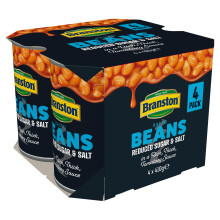 Branston Reduced Sugar and Salt Baked Beans 410 g Pack of 4