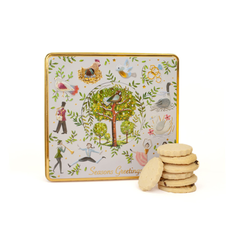 The Silver Crane Co. 12 Days Of Christmas Biscuits Tin Traditional Scottish Shortbread Gift Set