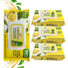 Cleaning Wet Wipes Pack of 4 72, Lemon Scent – Multi-Surface Antibacterial Cleaner Kills 99.99% Bacteria, Eco-Friendly, Biodegradable Formula, Gent