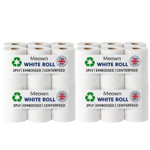 Meown White Roll Pack of 24 Rolls Premium Centrefeed Rolls Durable Versati