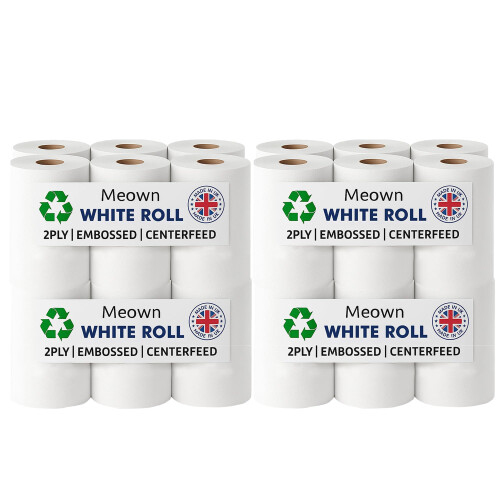 Meown White Roll Pack of 24 Rolls Premium Centrefeed Rolls Durable  Versati