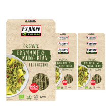 Explore Cuisine Edamame and Mung Bean Fettuccine, Delicious Low Carb, Plant-based Vegan Pasta, High in Protein, High in Fibre, Gluten Free, Easy to C