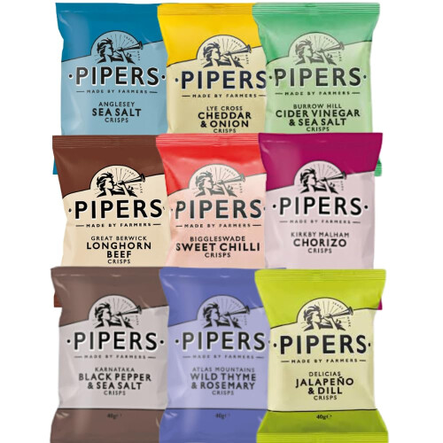 Pipers Crisps Mixed Case 24x40  Mixed Between 8 Flavours