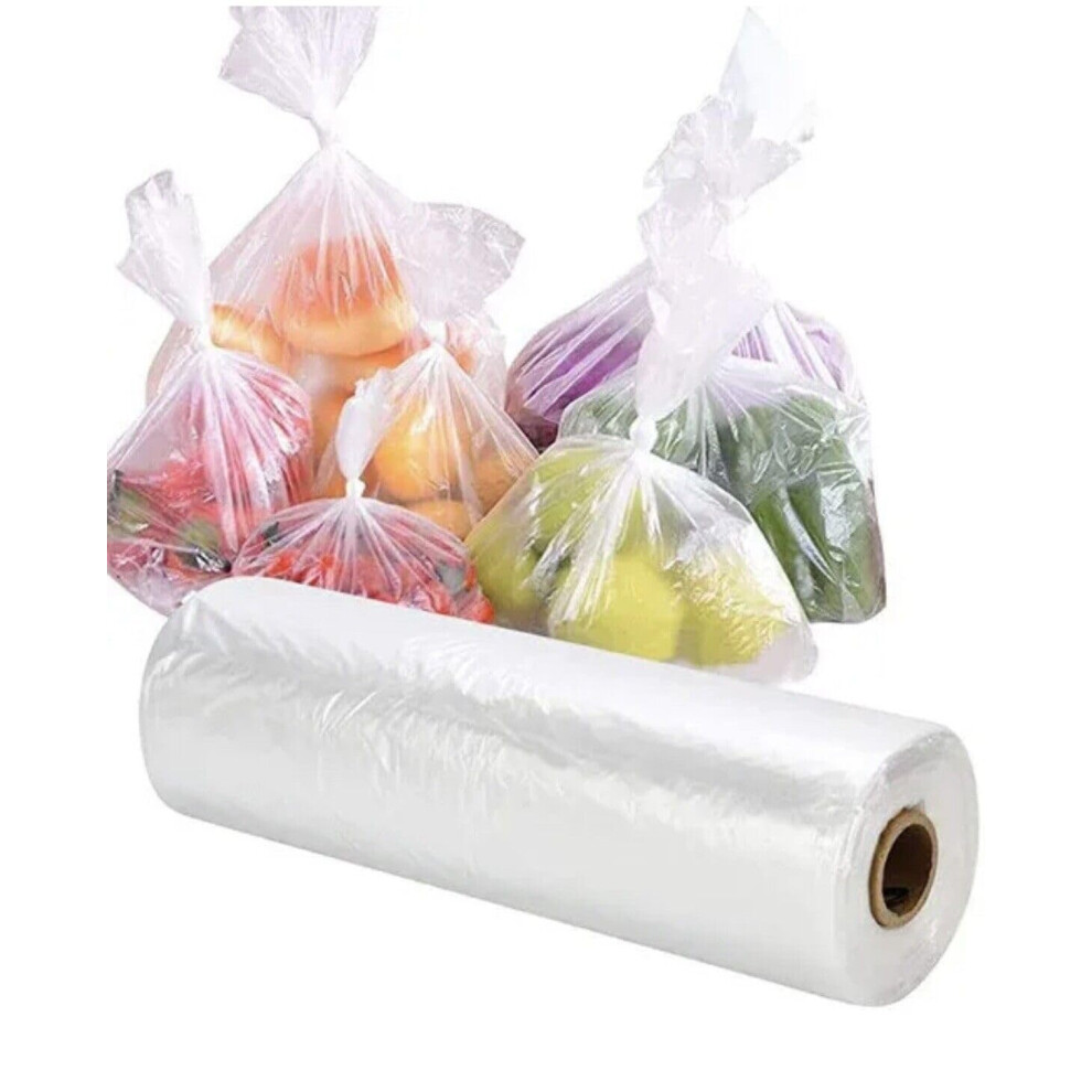 Efforias 500 Polythene Bag On A Roll Fruit Vegetable Clear Plastic Butchers