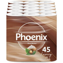 Phoenix Toilet Rolls – 45 Pack 3 Ply Shea Butter Scented Toilet Paper Bul