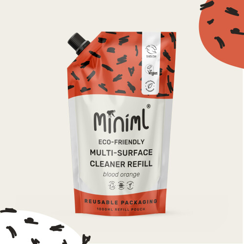 Miniml Eco Multi Surface Cleaner General Purpose 1L Refill Blood Orange Sce 1