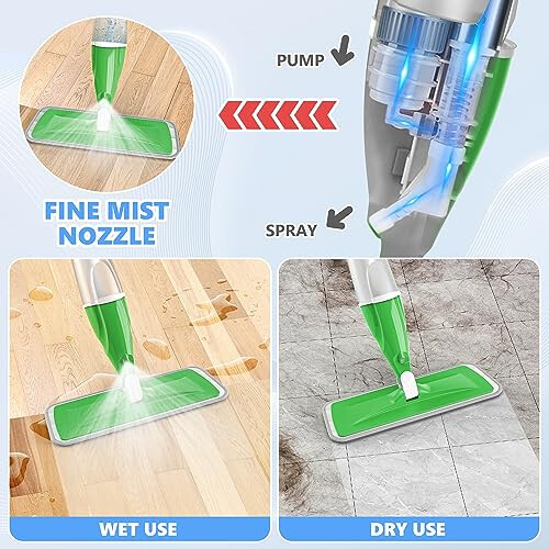 Spray Mops for Cleaning  Microfibre Flat Mop for Kitchen Bathroom Laminate 1