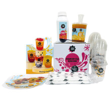 TeaJoy Fruit Bubble Tea Party Kit Makes 20 Drinks Strawberry Tea Syrups wi
