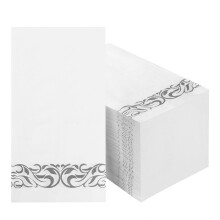 100 Pack White Silver Napkins Disposable3Ply Dinner Paper NapkinsSuper Soft