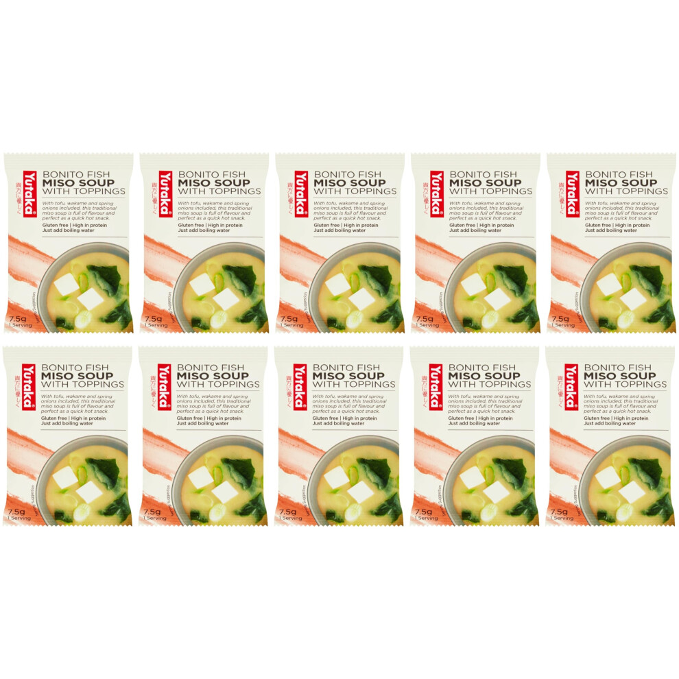 Yutaka Instant Bonito Fish Miso Soup With Toppings 75G Pack Of 10 Japanese