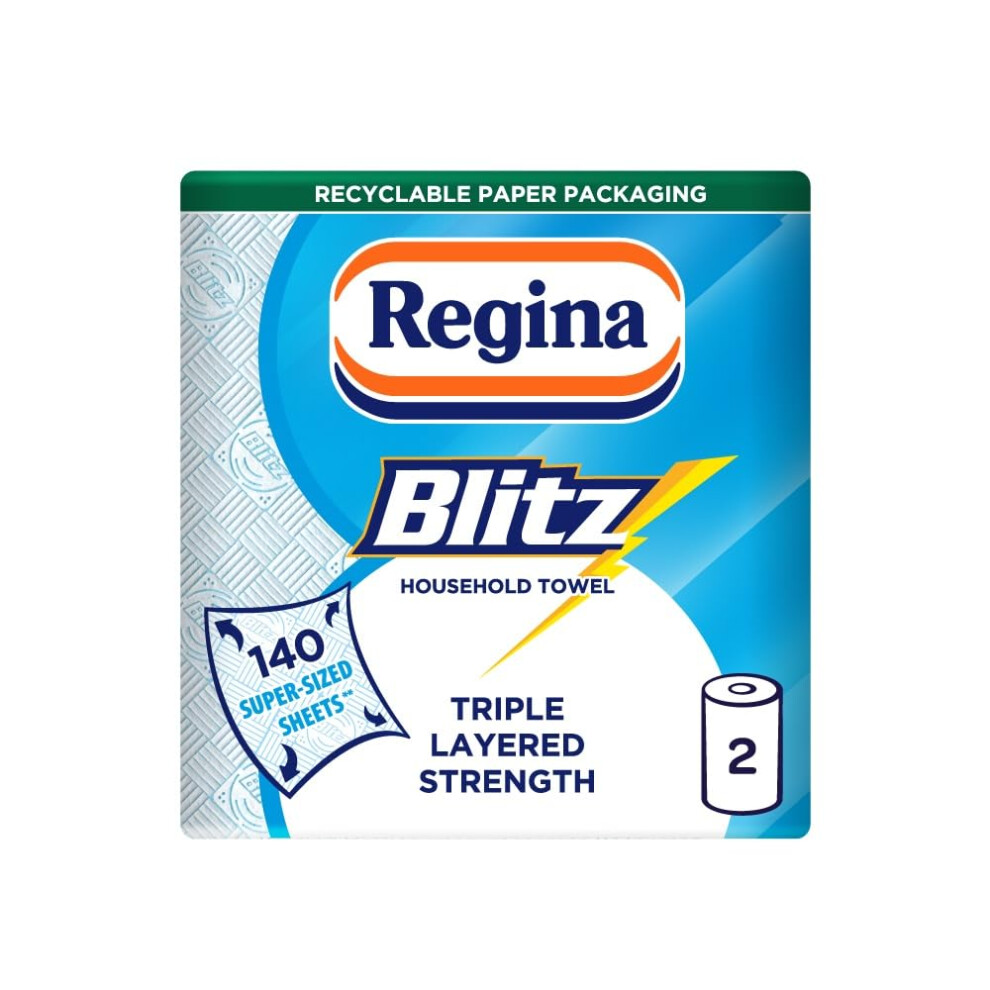 Regina Blitz Household Towels – 2 Rolls 3Ply Kitchen Roll 70 Sheets Each Pa