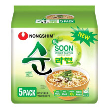 Nongshim Soon Veggie Ramyun Noodle Soup Pack of 5 560g