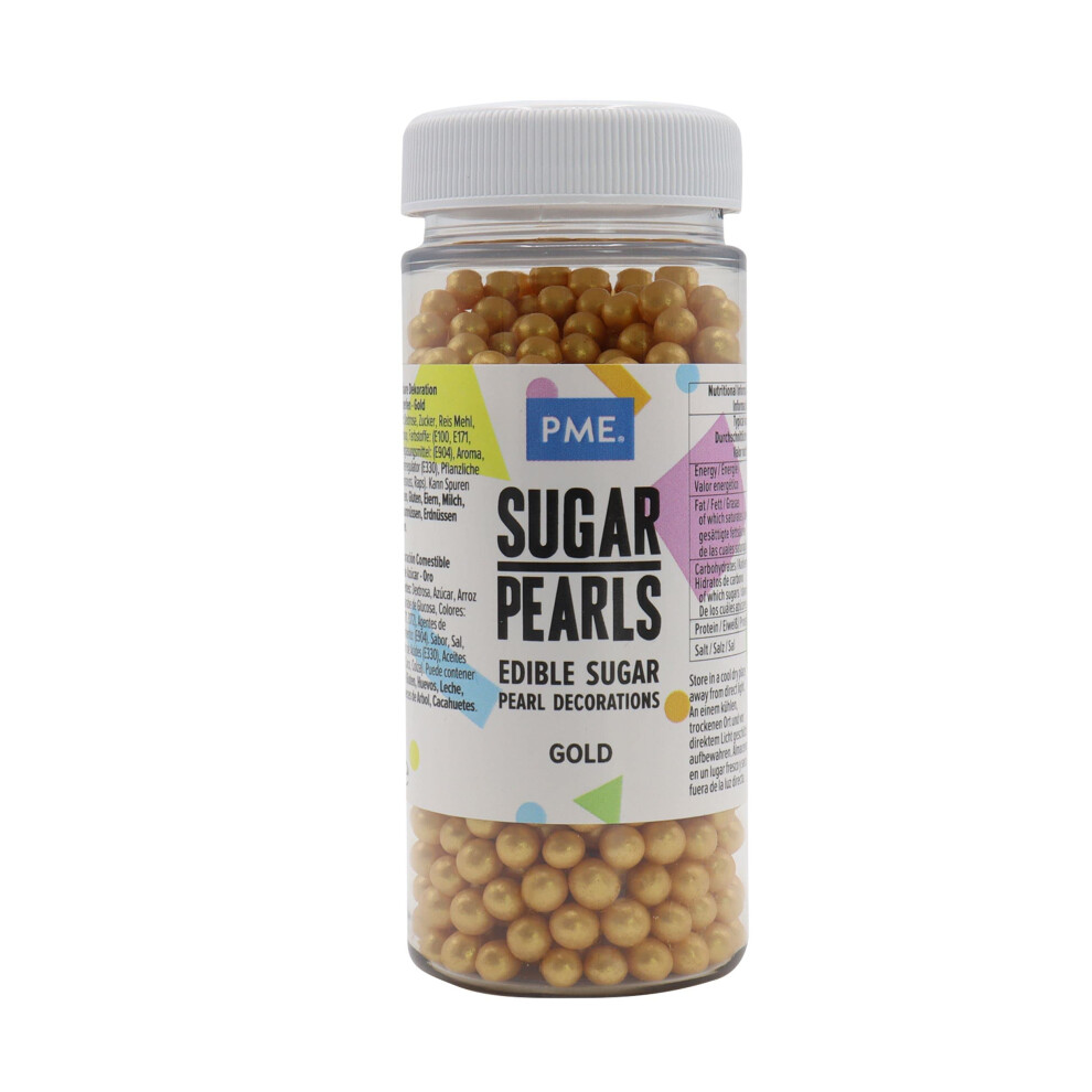 Pme Sugar Pearl Sprinkles Edible Nonpareils For Cake Decorating 60G Gold