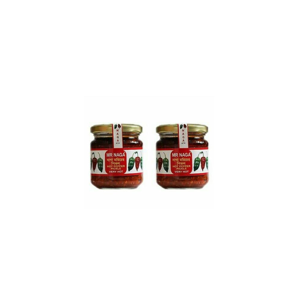 Mr Naga Naga Hot Chilli Pepper Pickle Sauce 190 Grams X 2 Jars Ghost Pepper Pickle