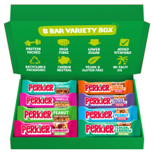 Perkier Variety Box 8 Bars Vegan Gluten Free Protein Lower Sugar Healthy Sn